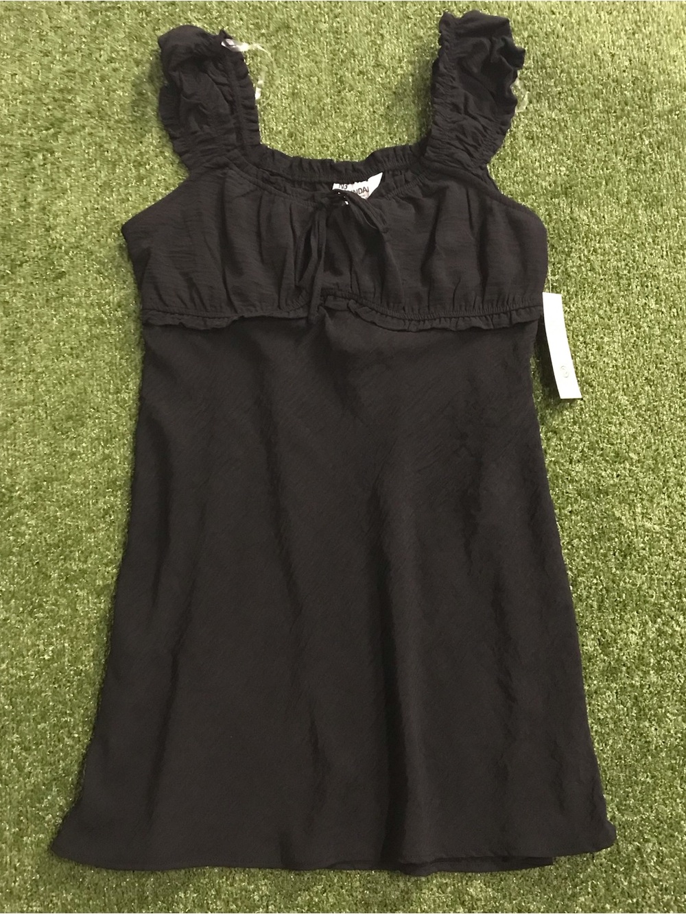 No Boundaries Black Ruffle Strap Casual Dress